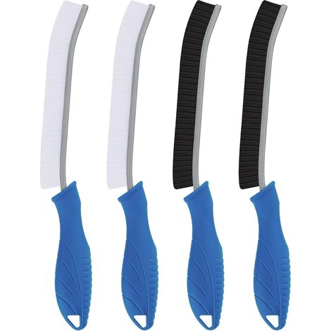 4 - Brosse Joints - Brosse Nettoyage - Poils Durs Acier Inoxydable - Pour WC Carrelage Évier Baignoire - Bleu Lichen - 25,0cm