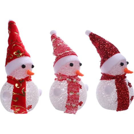 Bonhomme de Neige Lumineux 16cm en Plastique pour Noël (1/5)