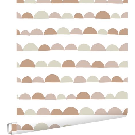 papier peint motif graphique vieux rose et terracotta - ESTAhome (1/5)