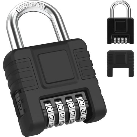 1 Cadenas à Combinaison 4 Chiffres Acier Inoxydable Étui Silicone Antirouille pour Portail Clôture Bagage (1/5)