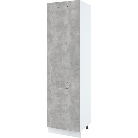 Colonne de cuisine pour réfrigérateur encastrable Bellissi Beton Naturel 3 portes L 60 cm -  Porte avec poignée apparente  Grey