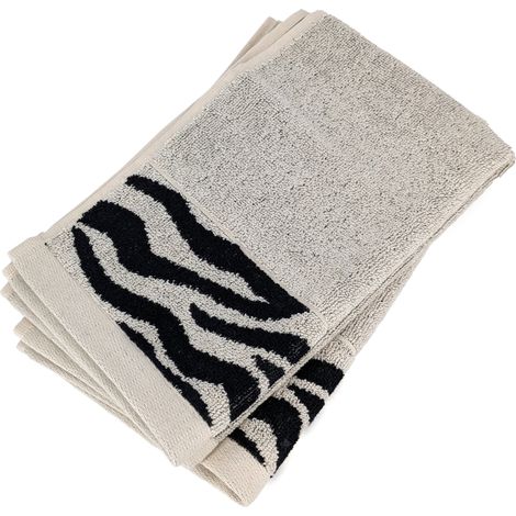 Lot de 2 serviettes invité absorbantes coton 33x50cm ZEBRA bordure beige (1/5)