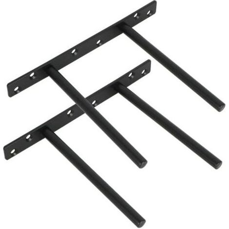 Lot de 2 Support pour Étagère Flottante Invisible Support en Métal pour Tablette Flottante en Bois Dissimulé à Fixation Murale, Finition Noire Mate en Acier Inoxydable, 2 Pcs (1/4)