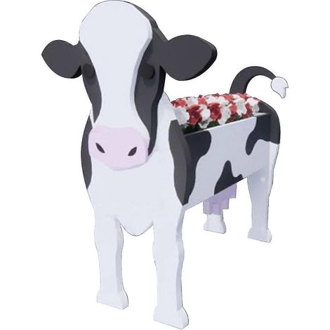 Pot de fleurs vache mignon pour la décoration de jardin support de plante en forme d'animal pour jardin intérieur et extérieur - Blanc et noir (1/5)