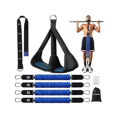 Elastique Musculation Tractions 4 ou 5 Bandes Elastique Résistance 80-320Lbs/80-400LBS Aide Traction Pédale Soutien Réglables Hauteur Entraînement Pull Up Gym (1/5)