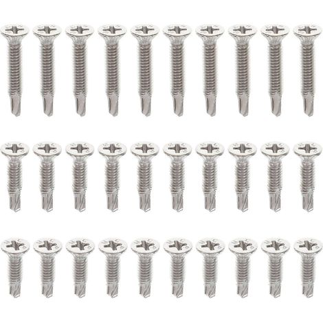 1 jeu de vis autoperceuses pour tôle, vis à tête fraisée-1.60X0.42X0.42CM-Silver (1/4)