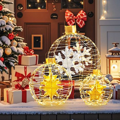 CASART Pre-Lit Lantern Balls Hanging/Standing Christmas Ornaments (1/5)