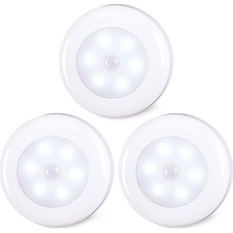 GABRIELLE 3er-Set Bewegungsmelder-Leuchten für den Innenbereich, selbstklebend, batteriebetrieben, kabellose LED-Leuchten für Kleiderschrank, Treppenhaus, Abstellraum, Küche, kaltweiß (1/4)