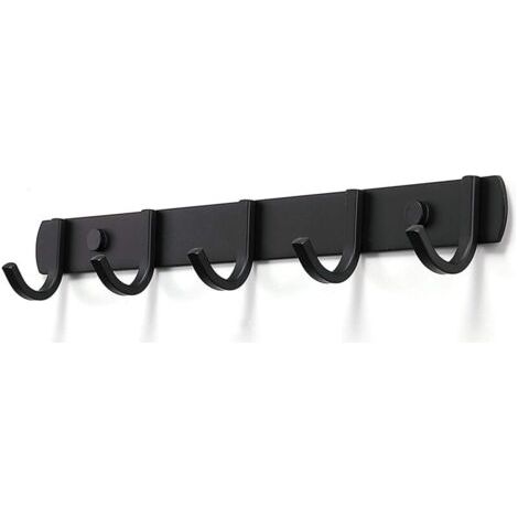 BARKBUSTERSPorte Manteau Mural, Patères Porte Manteaux Design En Acier Inoxydable, Patères Salle De Bains Solide pour Chambre Bureau Noir (5 Hook) (1/4)
