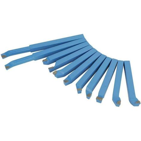 Lot de 11 outils en alliage carbure pour tour à métal 10 x 10 mm, bleu, , (1/4)