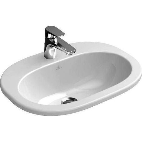 Villeroy & Boch – Vasque à encastrer 56x41 cm avec trop-plein et trou pour robinetterie – Céramique sanitaire blanc alpin – 41615601