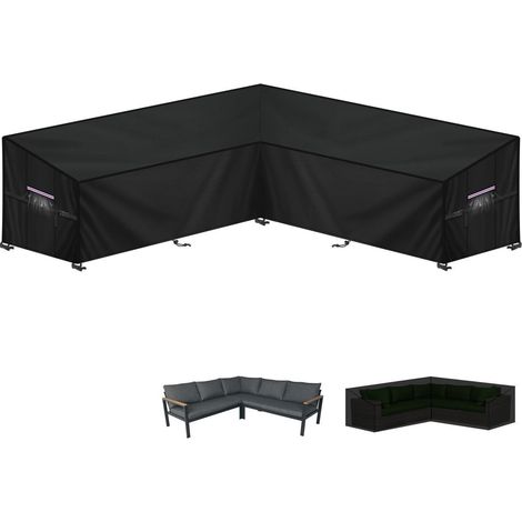 Housse de canapé d'angle de jardin imperméable 255x255cm, protection anti-UV et antivol (1/5)