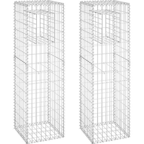 vidaXL Gabion Basket Posts 2 pcs 40x40x140 cm Iron