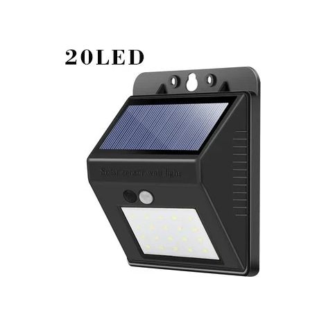 (20 LED) Applique solaire murale à détecteur de mouvement PIR, étanche, pour extérieur, éclairage public et décoration de jardin. (1/5)