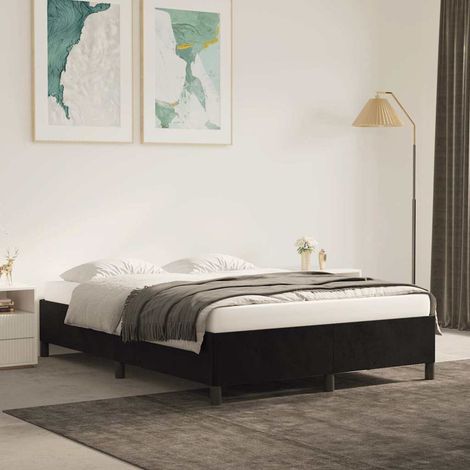 Estructura de cama sin colchón terciopelo negro 140x190 cm (1/5)
