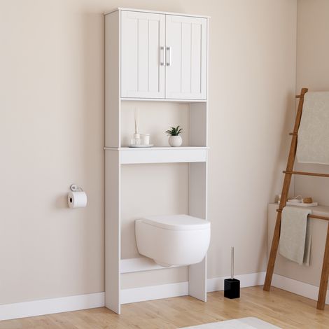 Estantería de madera blanca WALDO con encimera de WC
