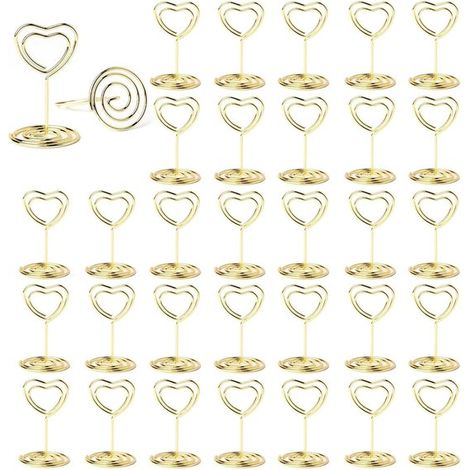 Porte-cartes de table 30 pièces – Porte-photos et porte-menus en métal – Supports pour cartes et photos – Pour mariage fête bureau restaurant et décoration de table – Or (1/5)