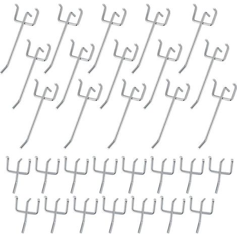 30 Pièces Crochets pour Panneaux Perforés, Crochets pour Panneau Perforé Porte Mural, Crochets Muraux pour Organiser Outils Établi Rayonnages de Magasins - 10cm/5cm (1/4)
