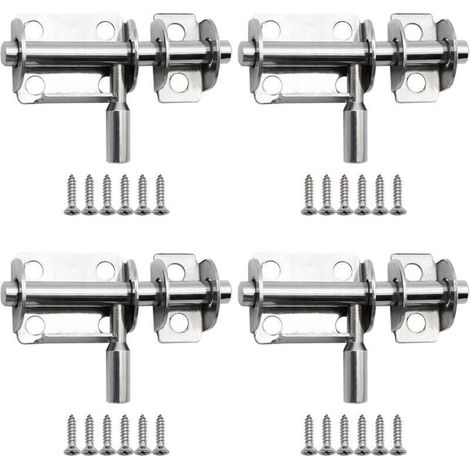 4 pezzi di mini serrature scorrevoli in acciaio inossidabile da 65 mm, chiavistelli di sicurezza con viti per porte del bagno, porte in legno, porte per animali domestici, camere da letto..D (1/4)