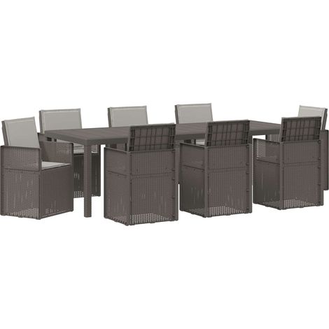 Set da Pranzo per Giardino 9 pz 8-Posti Grigio Chiaro PP vidaXL (1/5)