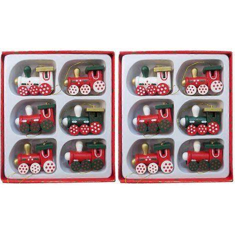 12er-Set Weihnachtsanhänger aus Holz, Innendekoration, hängende Lokomotiven-Ornamente-4.00X3.00X3.00CM (1/2)