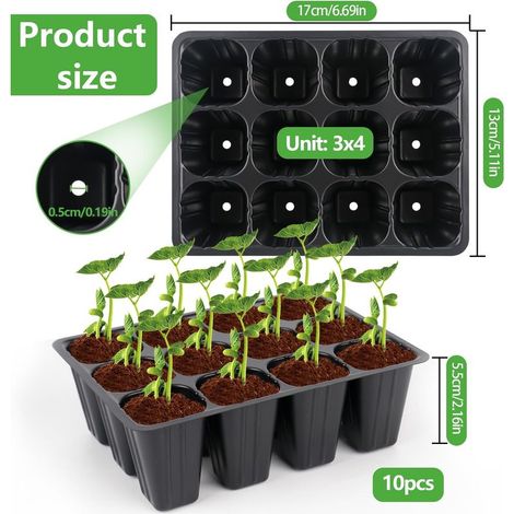 120 Cells Reusable Starter Trays Mini Greenhouse Propagator Plant Grow Bowls Indoor Greenhouse Plastic Nursery Growing (1/4)