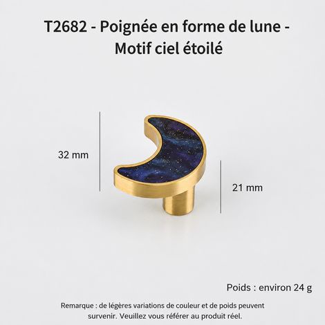 Bouton de meuble en laiton pur motif ciel étoilé T2682-3.2 t2682-3 2 réf 4089 3,2 × 3,2 × 2,1 cm 24 g – Livraison gratuite
