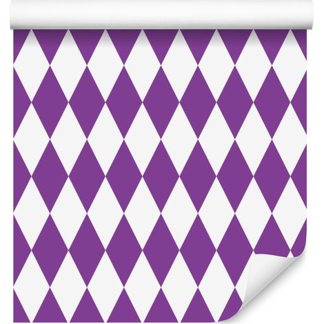Carta da parati Arlecchino con diamanti, viola e grigio chiaro, 50x1000 cm (1/5)