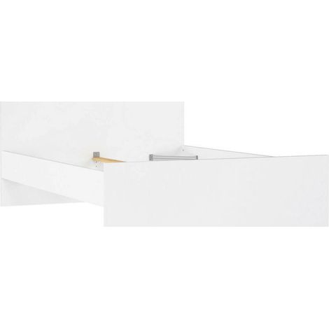 Dmora - Letto piazza e mezza Gustava, Sommier per camera da letto, Giroletto per stanza, Struttura porta materasso, 197x146 h80 cm, Bianco lucido