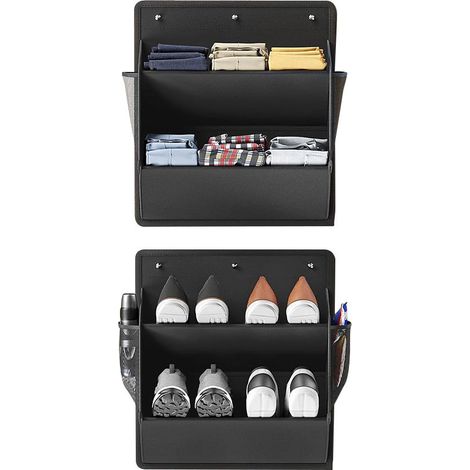 Lot de 2 rangements de chaussures de camping-car avec ruban adhésif, étagère à chaussures à suspendre au-dessus de la porte, organiseur de chaussures mural avec grandes poches profondes (1/5)