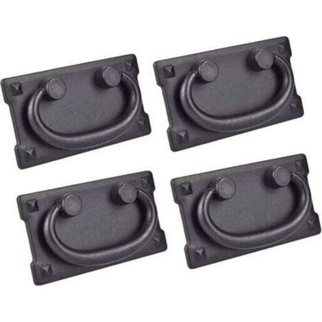 Lot de 4 poignées de tiroir vintage antiques de 52 x 96 mm (noires) (1/4)
