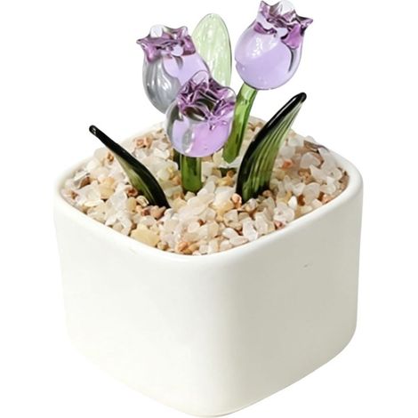 Tulipani, tulipani conservati, regalo per la festa della mamma per mamma e nonna, fatto a mano, statuetta di fiore in vetro soffiato a bocca, statuette di fiori di tulipano in vetro per la (1/5)