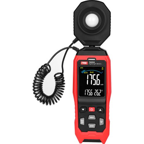 TASI TA632A - Luxmètre numérique à écran LCD, mini-luxmètre numérique, illuminomètre portable, photomètre, luxmètre, appareil de mesure de la luminosité, plage de mesure : 0 à 200 000 lux