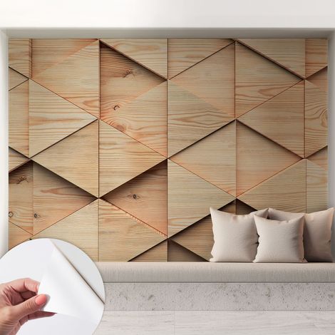 Tapete adhésive moderne pour salon et chambre à coucher Décoration rapide avec colle Mosaïque en bois 208x146 cm (1/5)