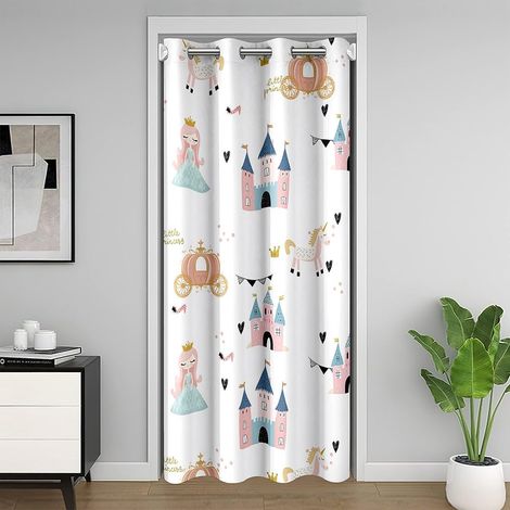 Princesse Château de Conte de fées Rideaux Interieur Salon Chambre Douce Fille Licorne de rêve Rideau Occultant Rideaux charrette modèle de Château Rideau de Porte 150x203cm décoration - 150L X 203H c (1/5)