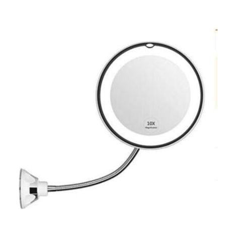 [NEVER USED] Flexible magnifying mirror with LED light, 10x magnification, strong suction cup, illuminated cosmetic mirror, make-up mirror (1/4)