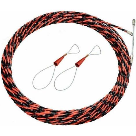 Aiguille de tirage électrique 50 m – câble rétractable en acier spiralé souple, diamètre 6 mm, kit complet pour pose de câbles