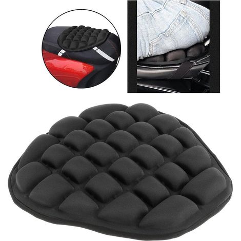 Motorradsitzkissen – Druckentlastendes Sitzkissen – Sitzschutz – Aufblasbares, druckentlastendes Sitzkissen – Stoßdämpfendes Zubehör – Geeignet für Reisen und Outdoor-Aktivitäten – Schwarz (1/5)
