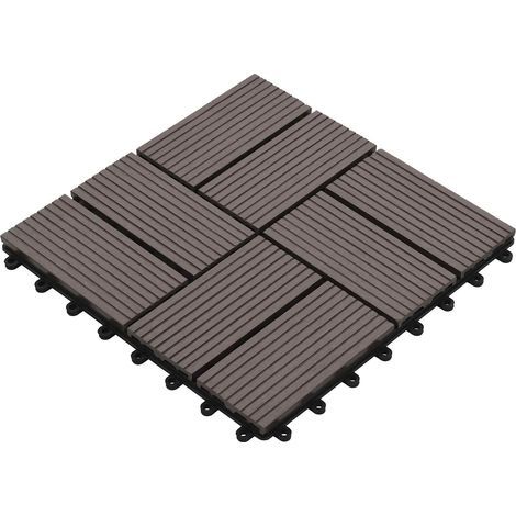 Terrassenfliese 11 pcs Dunkelbraun 30 x 30 cm WPC vidaXL