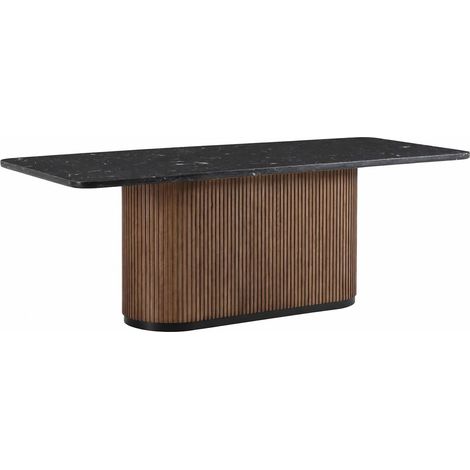 Table à manger noyer et marbre noir - Noyer, noir Marquina et noir mat (1/5)