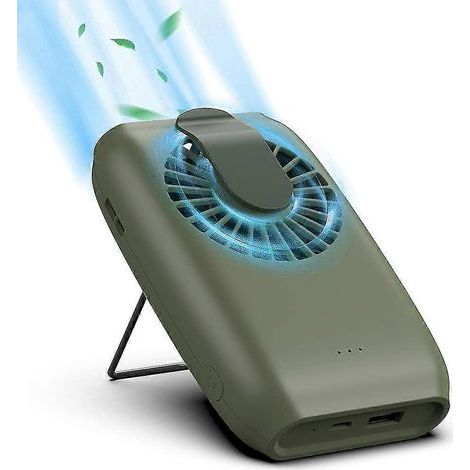 Mini ventilateur USB 2000 mAh portable, ventilateur de taille, ventilateur de cou, ventilateur de table avec 3 vitesses - Vert-AquaForge (1/5)