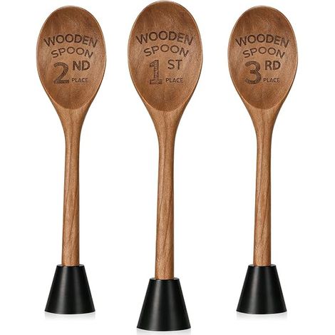 Cuillère En Bois Trophée - 6,93 Pouces - Pour Concours Culinaires - Lot De 3 Avec Base Détachable (1/3)