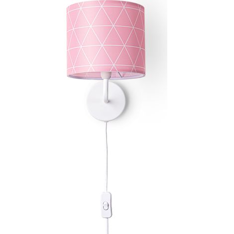 Paco Home Lámpara De Pared Pantalla De Tela Lámpara Mesilla E14 Vintage Retro Redonda Lámpara de pared - Blanco, Diseño 11 (Ø18 cm) (1/4)