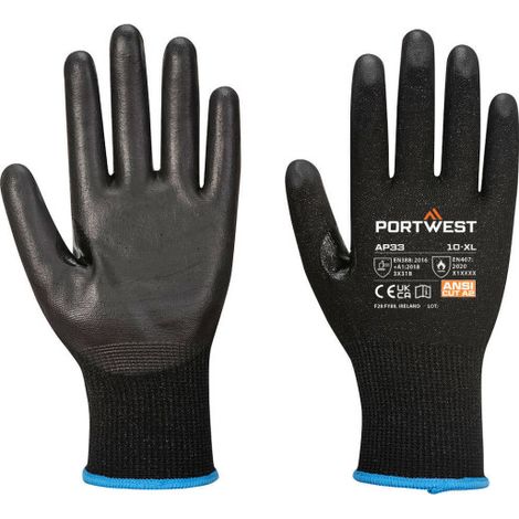 Guante LR15 de PU Touchscreen PK12 galga 15 Negro AP33 XS Negro