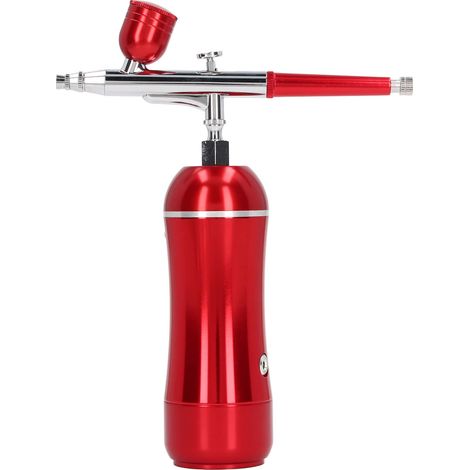 Kit airbrush compresseur automatique démarrage/arrêt, peinture maquillage, oxygénothérapie, tatouage, aérographe, batterie intégrée, prise US 100-240V, rouge (1/5)