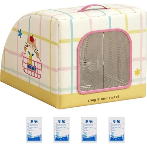 Maison pour chat rafraîchissante pour l' , abri portable isolé avec poignée, maison pour chat d'intérieur Pour disperseurs, extérieur, chambre à coucher, salon, jardin, arrière-cour, terrasse (1/5)