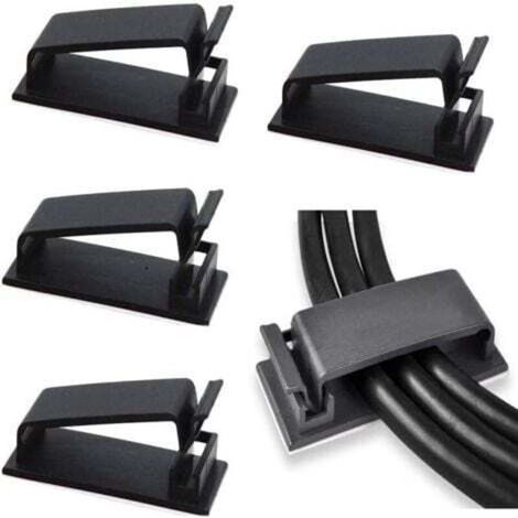 Gestion de câbles adhésifs – 50 pièces pour ordinateur, TV et bureau – Clips en plastique résistant pour câbles Ethernet et électriques (1/5)