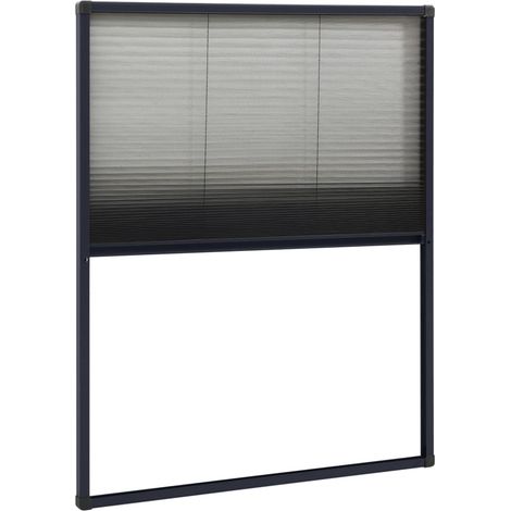 Moustiquaire plissée pour fenêtre Aluminium Anthracite 60x80 cm
