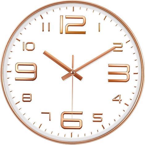 horloge Murale Chiffres, 30cm Horloge Murale Silencieuse, Plastique, Horloge Pendule Mural, Horloge Murale Quartz, Sans De Bruit, Pour Salon Cha (1/5)