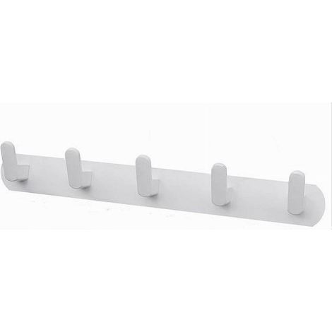 TRADE SHOP - Appendiabiti Con 5 Ganci Appendino Asciugamano Da Bagno Casa Cucina Bianco 59744 -